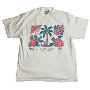 90s Vintage Catalina Island Ca Puff Print Tshirt large